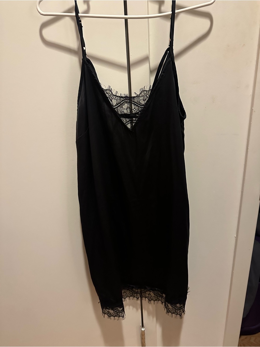 Lightweight Black Lace-Trim Slip Dress